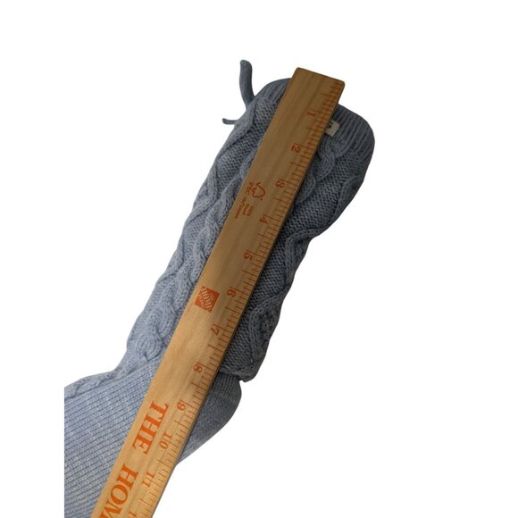 UGG Womens Cable Knit Fleece Lined Socks With Pom Cozy Winter Light Gray Warm - Picture 3 of 4